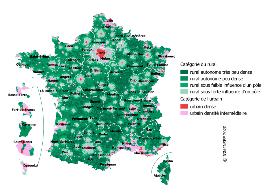 Carte de France des espaces ruraux