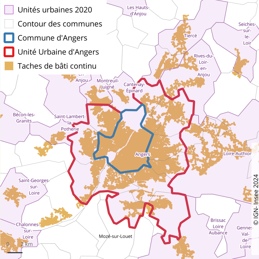 Figure 1 – Angers, ville centre d’une unité urbaine de 248 000 habitants