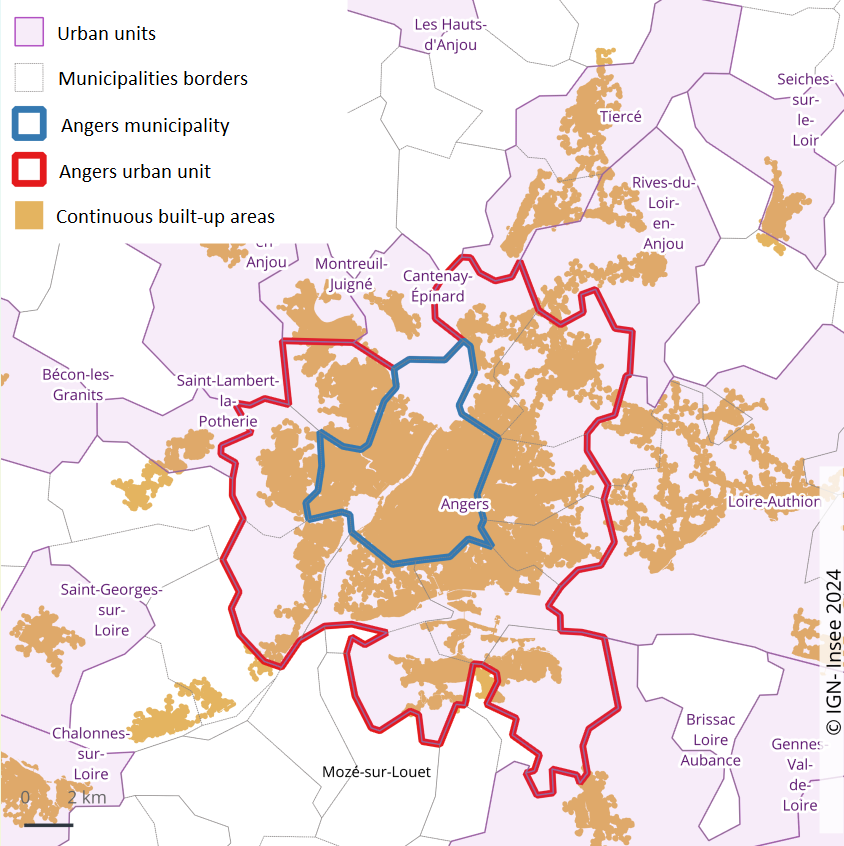 Angers, the central city of an urban area with a population of 248,000